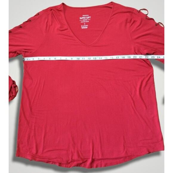 Torrid Super Soft Knits Laced Sleeve V-Neck Top Red Size 1(1X) - Picture 6 of 8